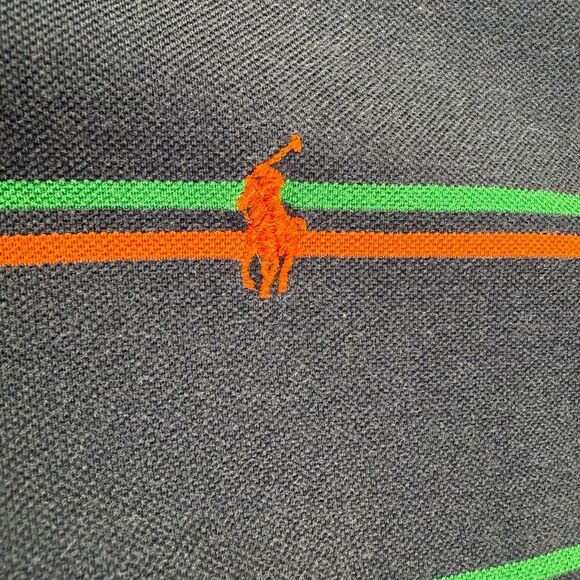 Polo Ralph Lauren Mens Large Shirt Long Sleeve Rugby Collared Striped Blue Green - Picture 4 of 12